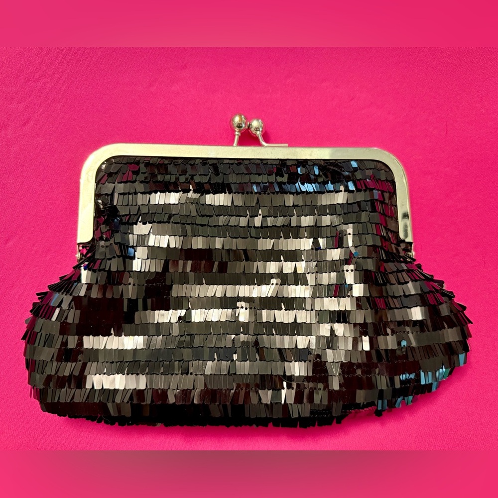 Glamorous Black Sequin Evening Clutch